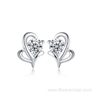 2022 Sterling Silver Heart Charm 925 Stud Earrings